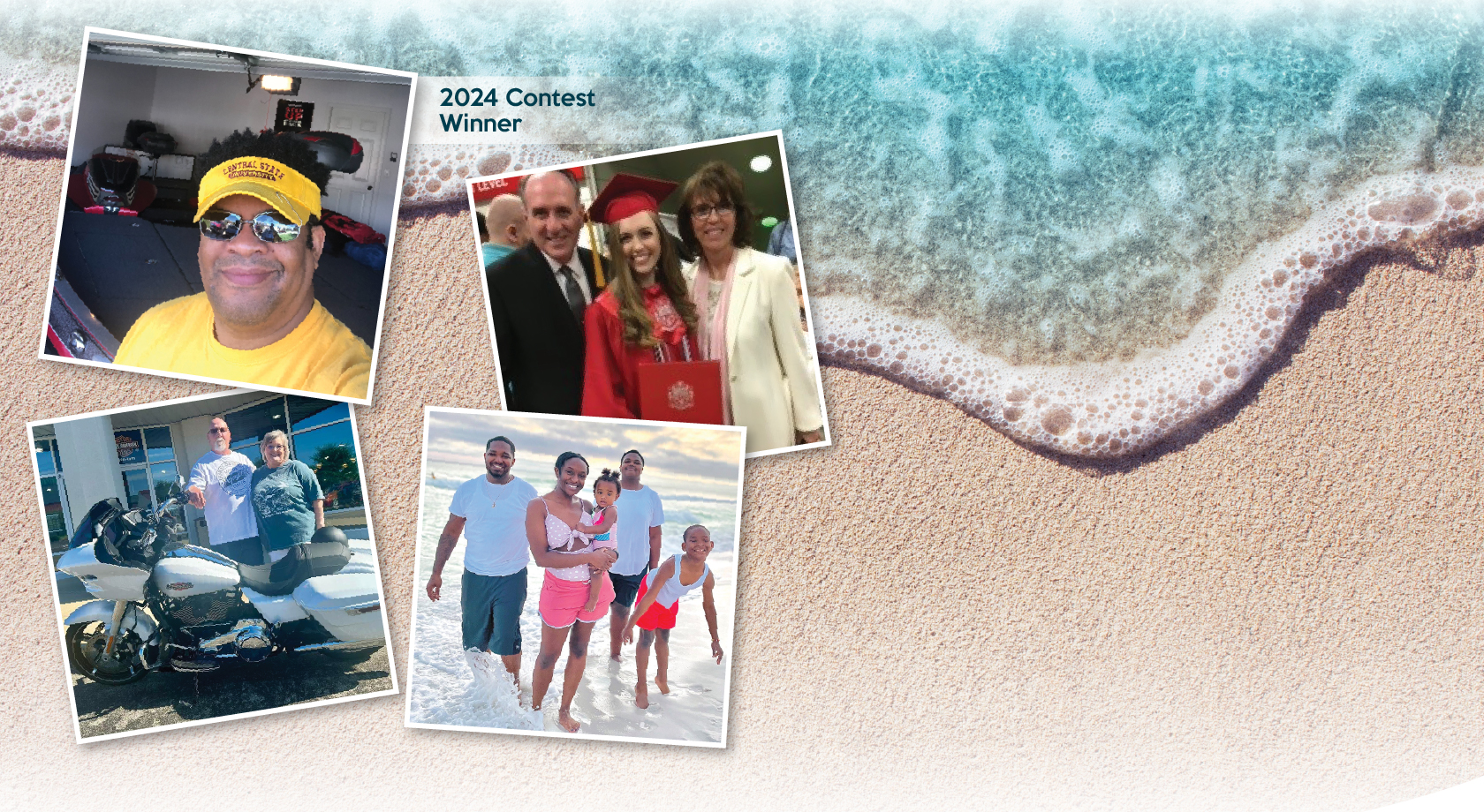Photos on beach with waves. 