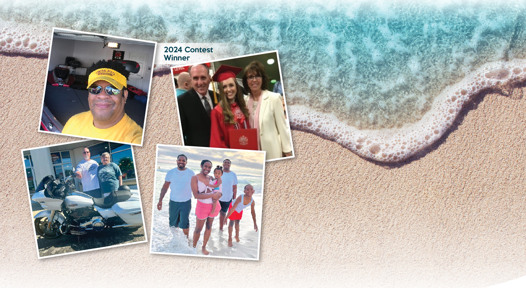 Photos on beach with waves. 